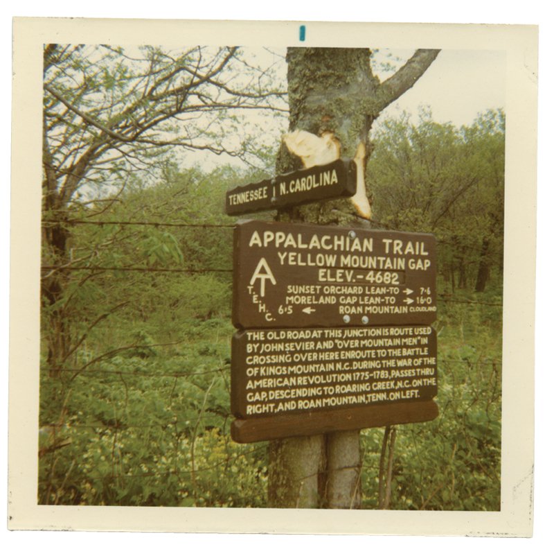 This sign is near Roan Mountain, credits Tennessee Eastman Hiking Club.