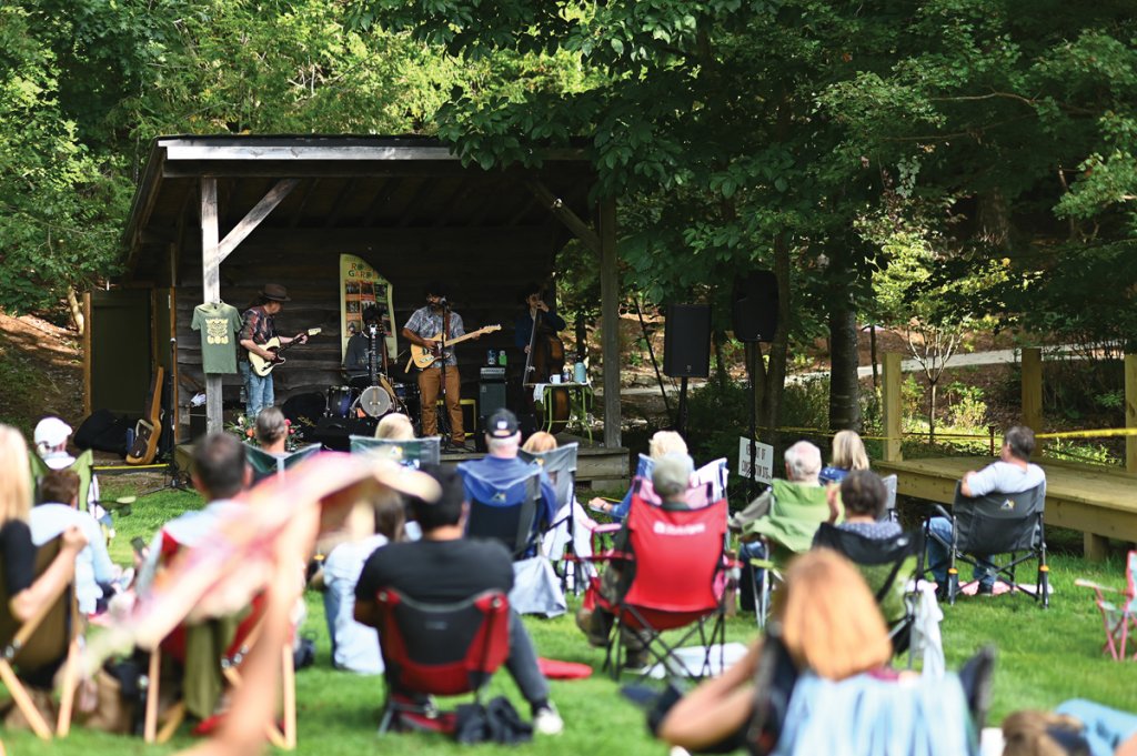 Pickin&#039; Porch (above) hosts the popular summer concert series Roots in the Garden.