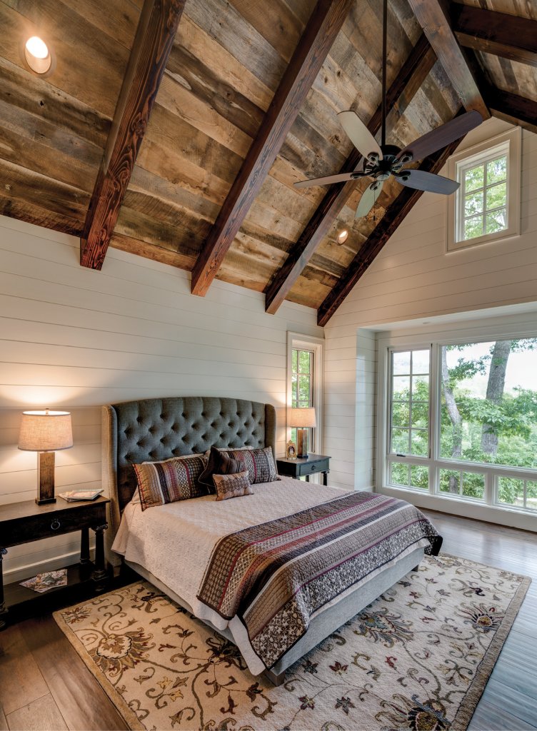 One of the home’s bedrooms offering expansive views.