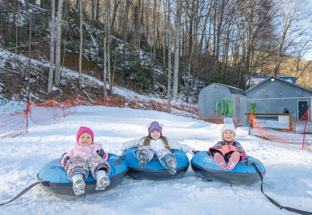 Cataloochee Ski Area is home to many fun winter sports activities, including slopes for skiiers and snowboarders as well as a tubing run for an easier thrill. Courtesy of Cataloochee Ski Area.