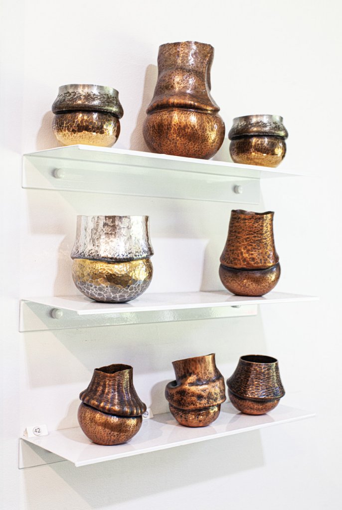Unique metal vessels crafted by current Penland artist-in-residence Adam Whitney.
