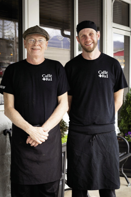Sous Chef Tim Blekicki (right) with Chef/owner Richard E. Long (left), whose initials give the bistro its name.