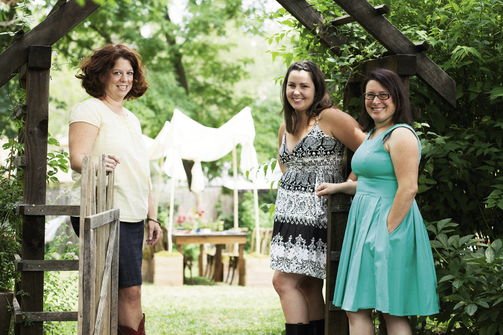 Colorful Palate co-owners Tara Letts (left) and Ragan Lewis (center) with Melissa Thomas of Flora boutique.