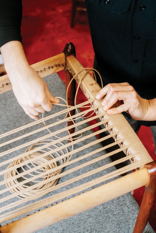 Caning is an intricate and labor-intensive process, as Klingler demonstrates.