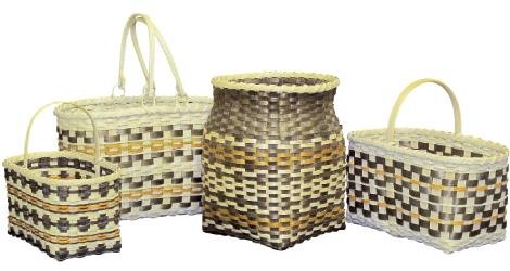 Eva Reed, Cherokee, Handwoven baskets white oak and natural dyes