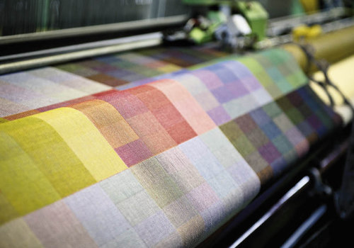 Knudson’s designs, such as the reversible  color-block pattern, are the foundation of the mill’s products.