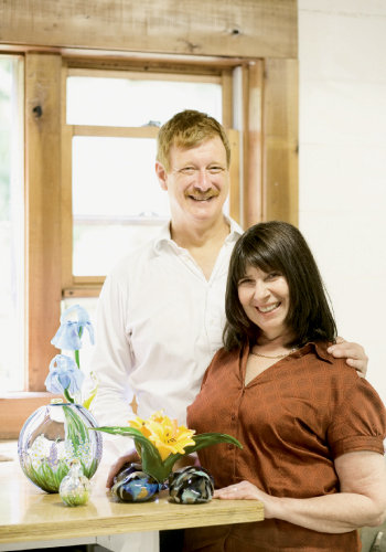 Originally from Philadelphia, Jeff Todd joins forces with his Israeli-born wife, Yaffa. Once worlds apart, this couple now creates glass flower forms in their studio.