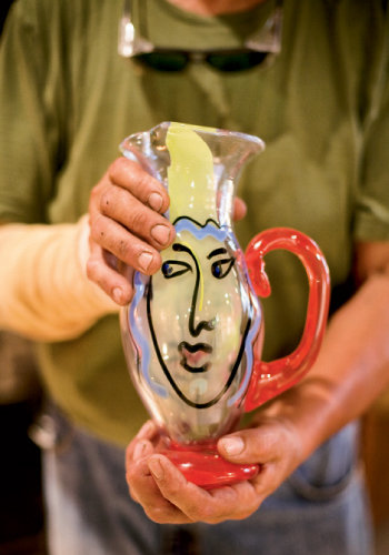 Billy Bernstein creates glass sculptures, which are later painted by his wife, Katherine.