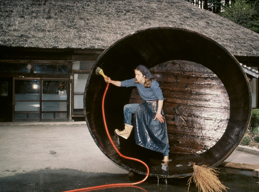 Jan Belleme cleaning a miso barrel