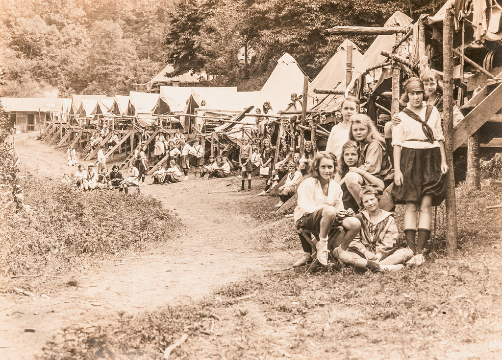 Good Times: Many of the offerings at Keystone Camp are similar to the ones enjoyed by campers like those shown here in the 1920s, while recent decades have brought a new assortment of more modern activities like zip-lining and yoga.
