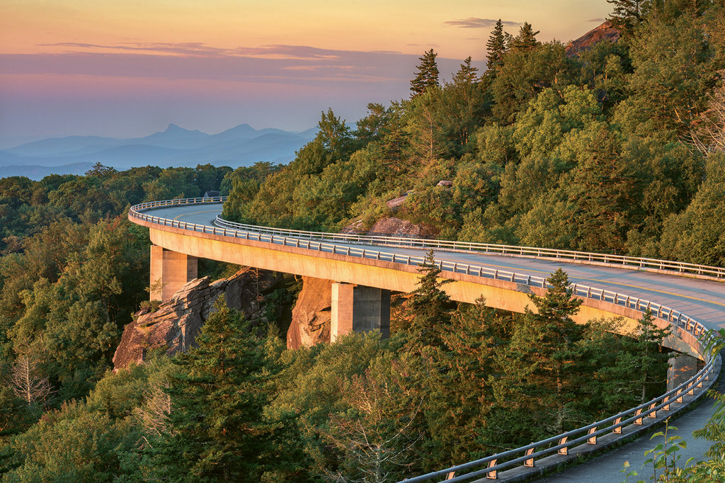 Sights to Behold: The Linn Cove Viaduct, at milepost 304 on the Blue Ridge Parkway near Blowing Rock, snakes around Grandfather Mountain. Stop by the visitor center at the south end of the viaduct to learn why it’s considered an engineering marvel.
