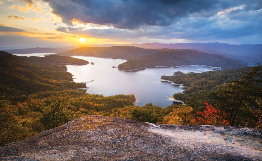 Time for Reflection: From Jumping Off Rock, peer out over Lake Jocassee and the Blue Ridge Mountains.